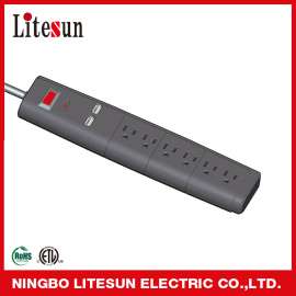LTS-02,USB美式转换插线板，排插，带雷击带焦耳，2.1A/1.1A